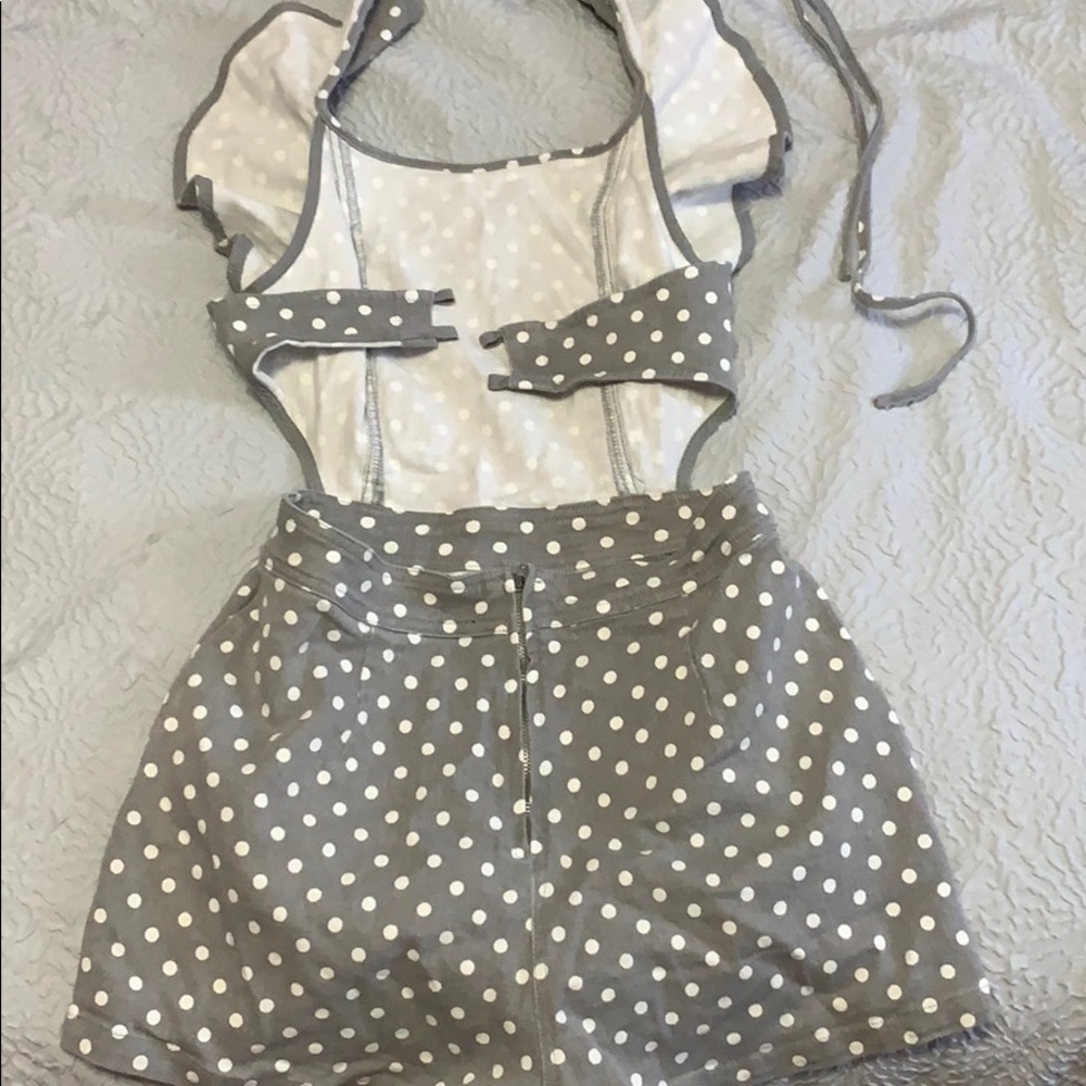 Open Back Polkadot Ruffle Romper - Picture 2 of 2